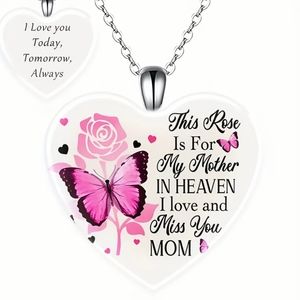This rose...... love & miss you Mom pendant necklace